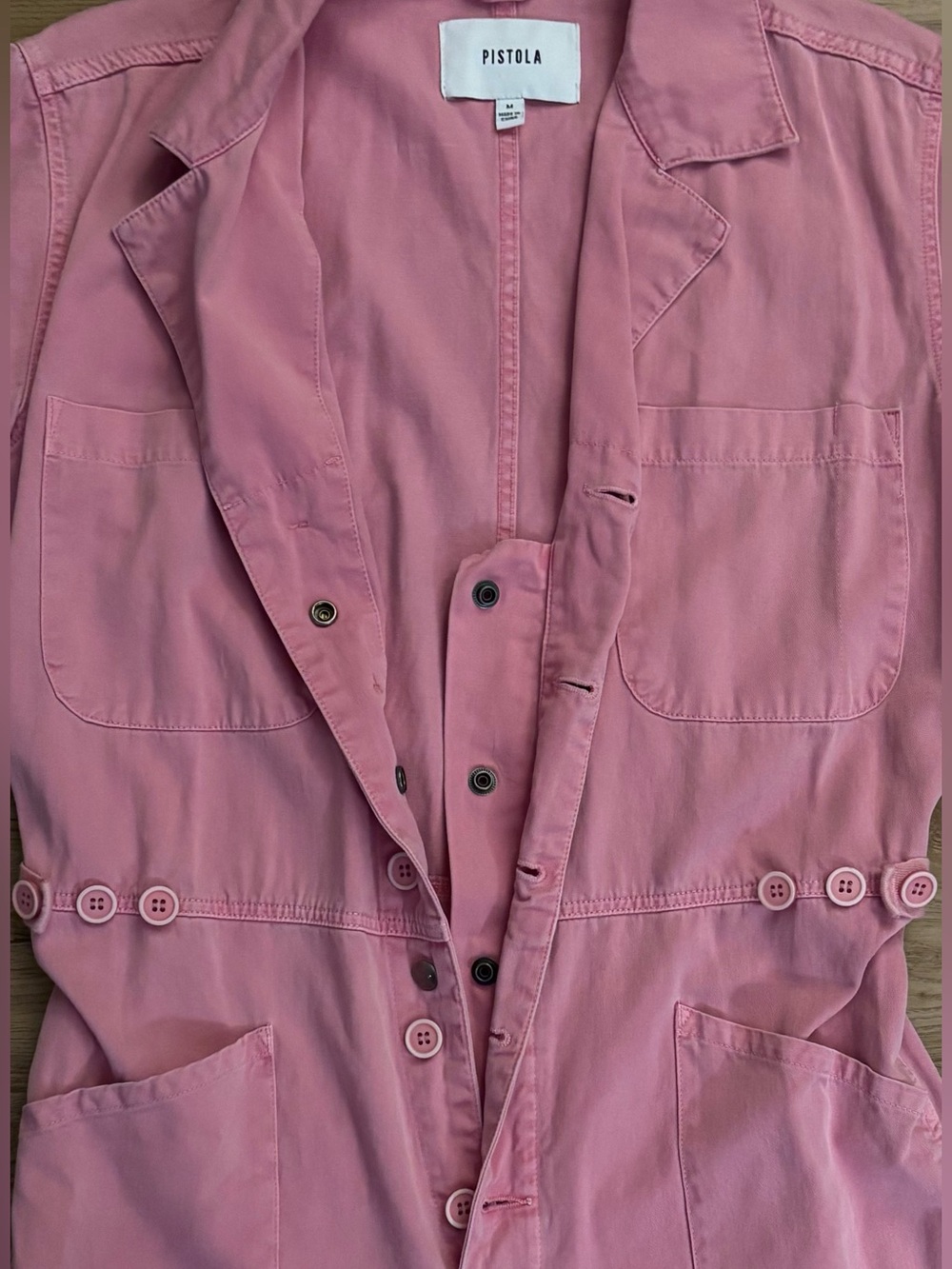 PISTOLA Grover Jumpsuit Flamingo Pink Utility Cotton Size Medium - Picture 6 of 14